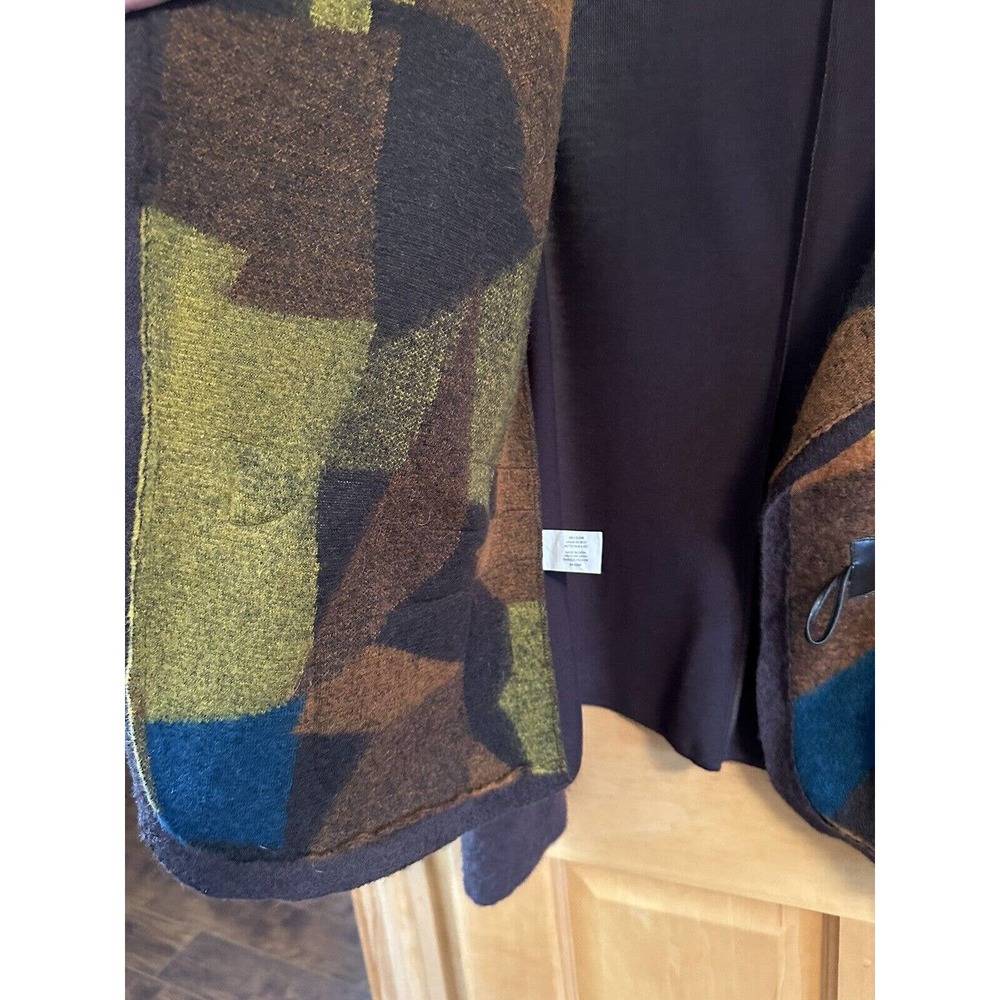 V278, INSIGHT Women’s FELTED Brown Yellow Red WOOL Blend Cardigan Size 12 - Picture 9 of 11